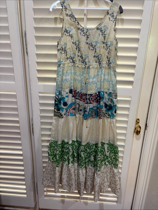 Chan Luu Dresses & Skirts - Chan Luu Cream Dress with Aqua and Green Floral Print. Size small.NWT